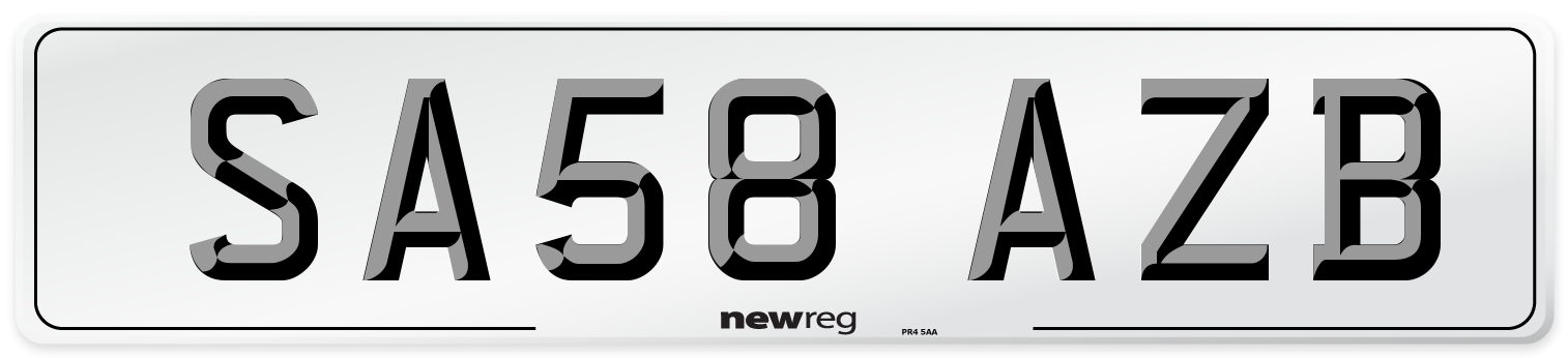 SA58 AZB Number Plate from New Reg